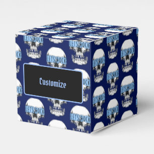 Personalised Blue Let's Rock Skull    Favour Box
