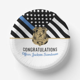 Personalised Blue Line Police Retirement Party Paper Plate