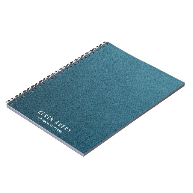 Personalised Blue Linen Texture Notebook (Left Side)