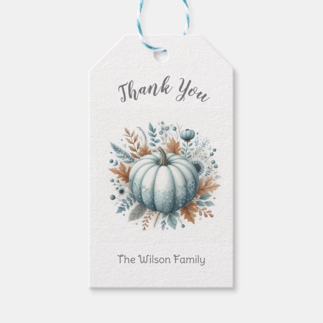 Personalised Blue Little Pumpkin Gift Tags (Front)