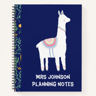 Personalised Blue Llama Teacher Planning Notebook