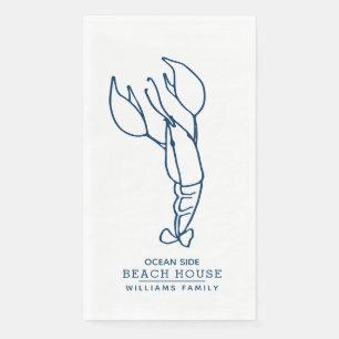 Personalised Blue Lobster - Beach House  Napkin