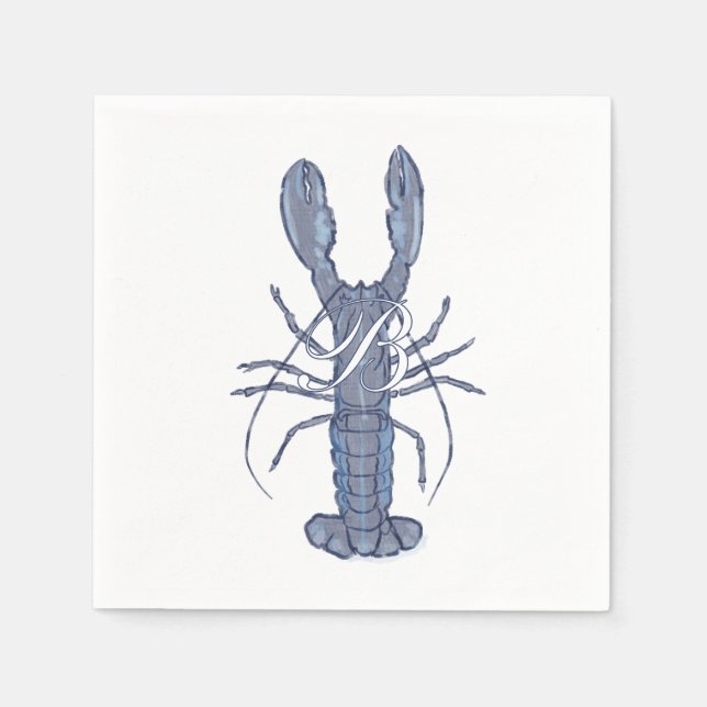 Personalised Blue Lobster  Napkin (Front)