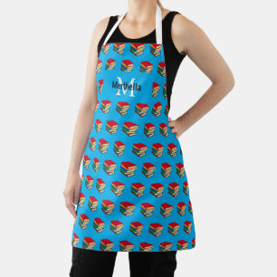 Personalised Blue Love Reading Books Monogram Apron