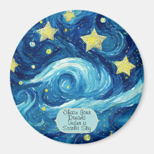 Personalised blue magnet. Starry night gifts Magnet