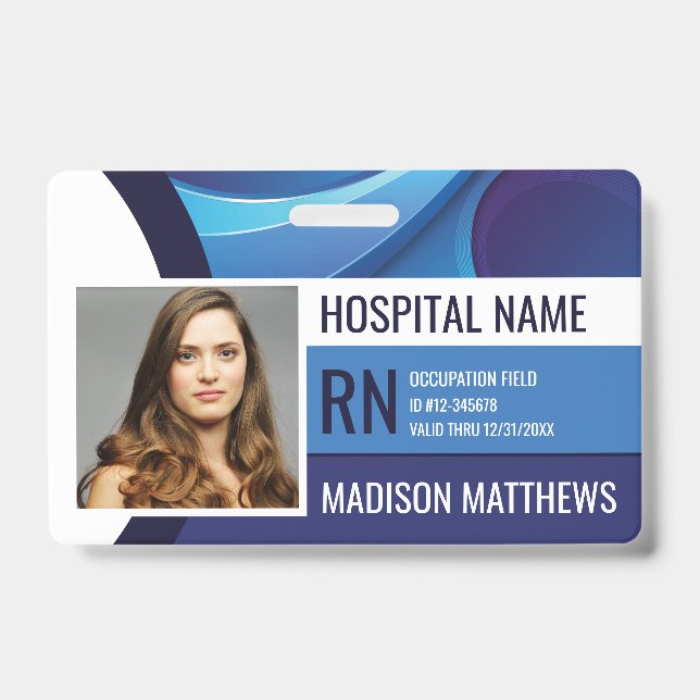 Personalised Blue Medical Employee ID Badge (Front)