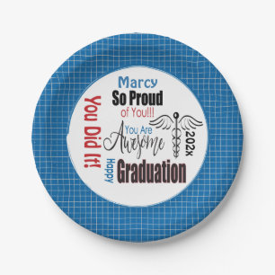 Personalised Blue Medical Professional Graduation Paper Plate