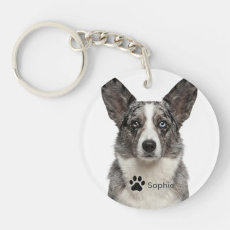 Personalised Blue Merle Corgi Dog Keychains