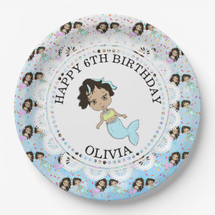 Personalised Blue Mermaid Birthday Plates