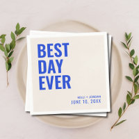 Personalised Blue Modern Best Day Ever Wedding