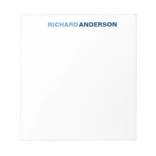 Personalised Blue Modern Bold Font For Him Name Notepad