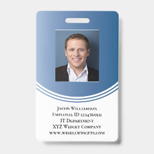 Personalised Blue Modern Business Employee Photo ID Badge