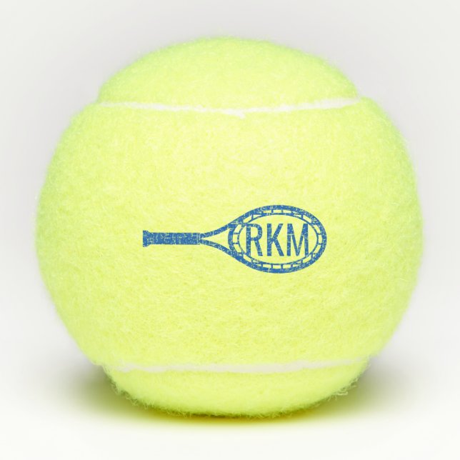 Personalised Blue Monogram Initials in Racquet Tennis Balls (Front)
