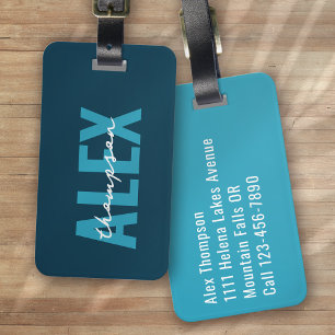Personalised Blue Monogram  Luggage Tag