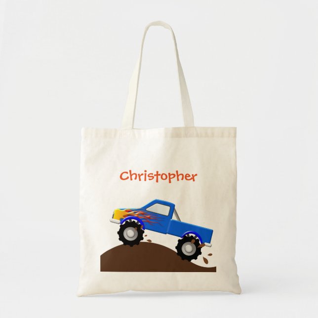 Personalised Blue Monster Truck Bag (Front)