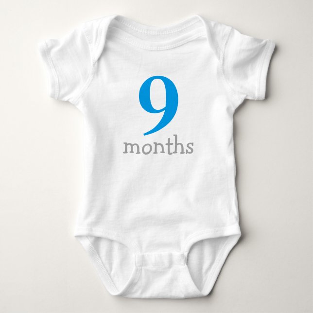 Personalised Blue Monthly Baby Bodysuit (Front)