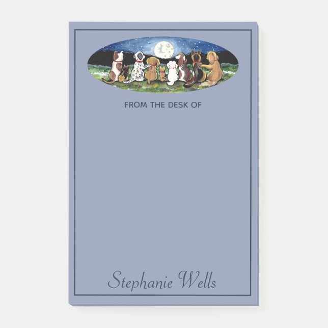 Personalised Blue Moon Dogs Friends Cute Animal Post-it Notes (Front)