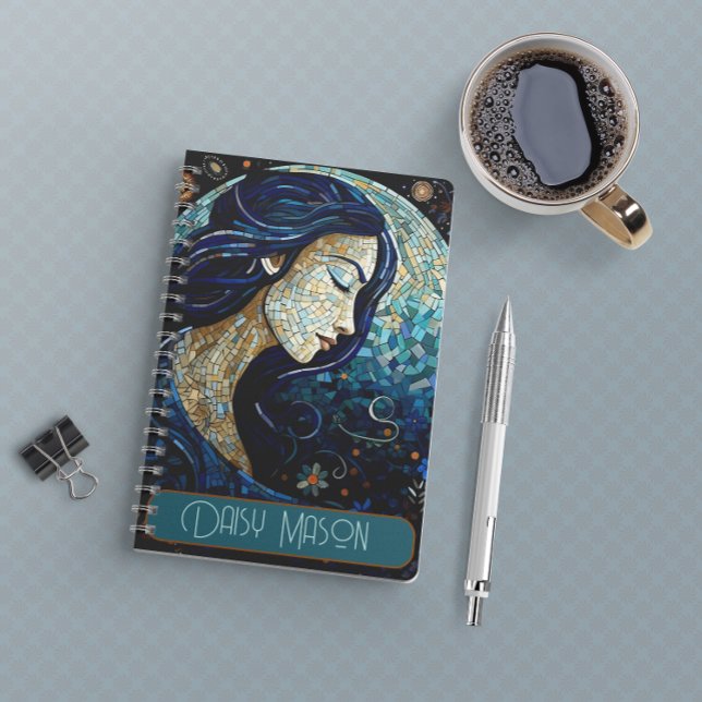 Personalised Blue Moon  Mosaic Portrait  Notebook (Creator Uploaded)