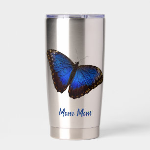 Personalised Blue Morpho Butterfly Water Bottle Insulated Tumbler