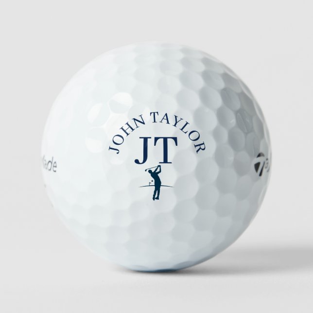 Personalised Blue Name and Initials  Golf Balls (Front)