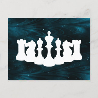 Personalised Blue Nebula Chess Piece King Postcard