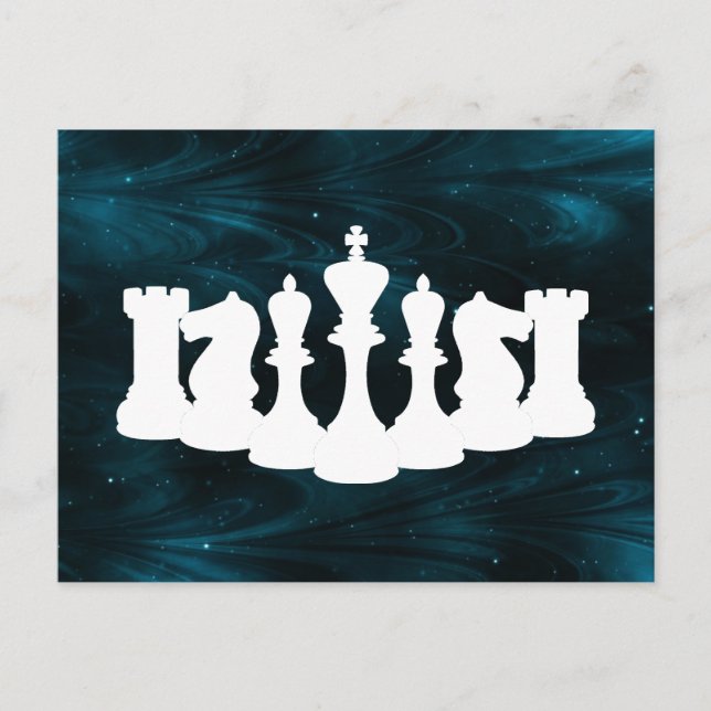 Personalised Blue Nebula Chess Piece King Postcard (Front)