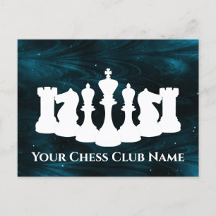 Personalised Blue Nebula Chess Piece King Postcard