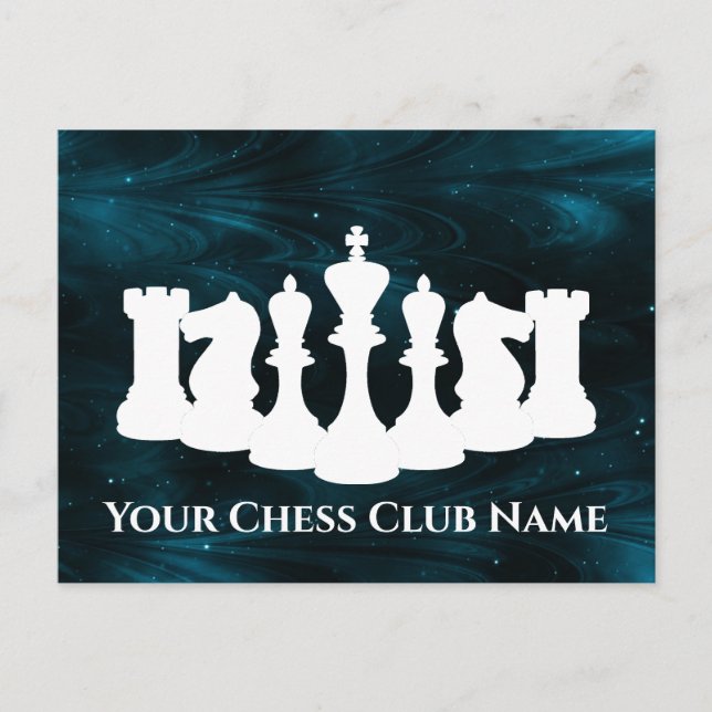 Personalised Blue Nebula Chess Piece King Postcard (Front)