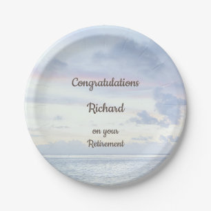 Personalised Blue Ocean design Retirement Paper Plate