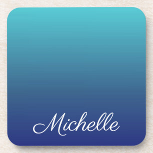Personalised blue ombre gradient coaster