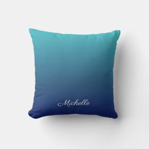 Personalised blue ombre gradient cushion
