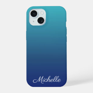 Personalised blue ombre gradient iPhone 15 case