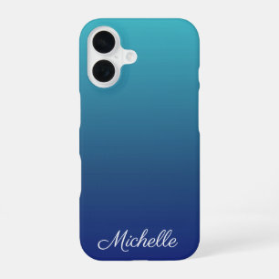 Personalised blue ombre gradient iPhone 16 case
