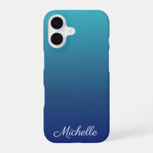 Personalised blue ombre gradient iPhone 16 case