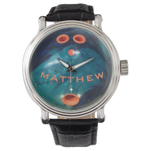 Personalised Blue Orange Bowling Ball  Watch