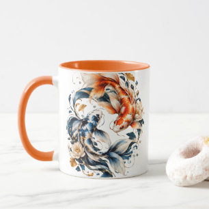 Personalised Blue & Orange Koi Fish Mug Gift