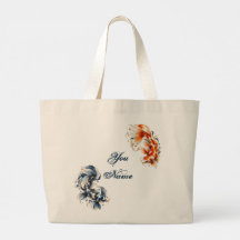 Personalised Blue & Orange Koi Fish Tote Bag Gift