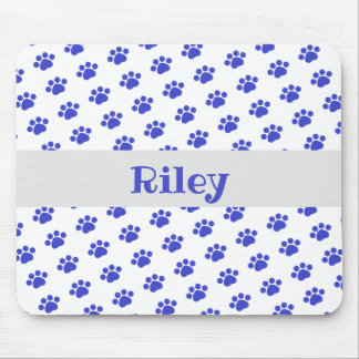 Personalised Blue Paw Print Pattern Mouse Mat