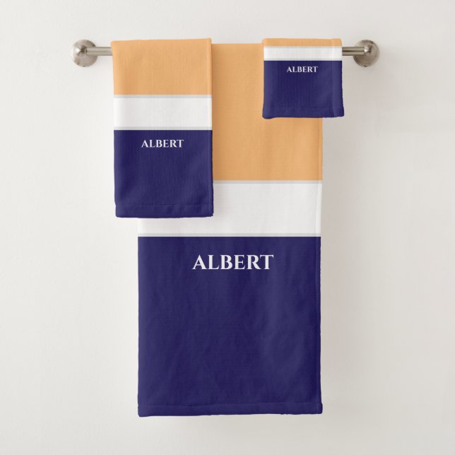 Personalised Blue Peach Bath Towel Set (Insitu)