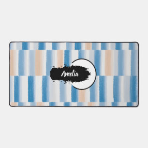 Personalised Blue Peach Watercolor Desk Mat