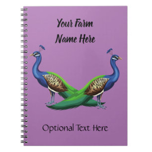 Personalised Blue Peacock Farm Purple Notebook