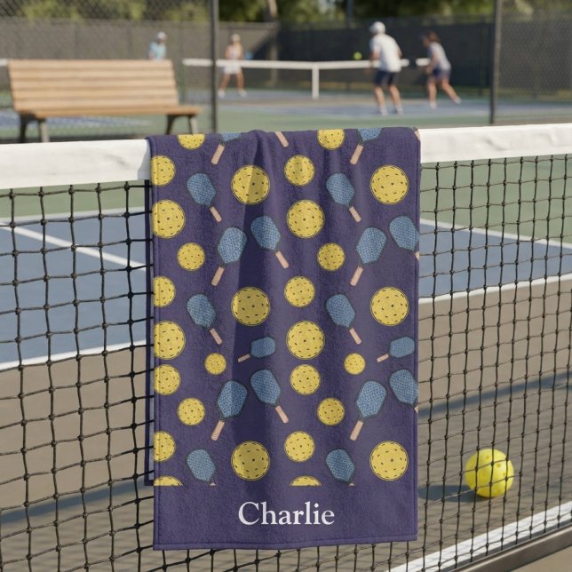 Personalised Blue Pickleball Beach Towel (Creator Uploaded)