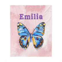 Personalised Blue Pink Butterfly Custom Preppy