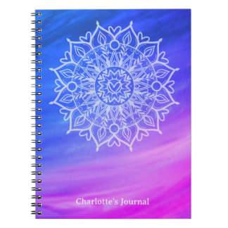 Personalised Blue Pink Mandala Journal Notebook