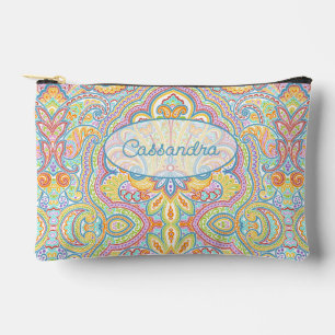 Personalised Blue Pink Purple Orange Paisley Art Accessory Pouch