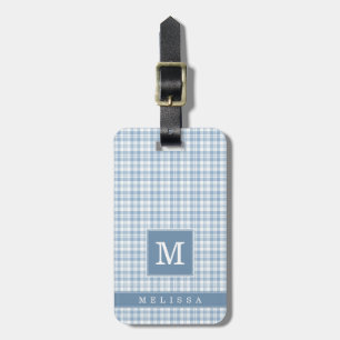 Personalised Blue Plaid Luggage Tag