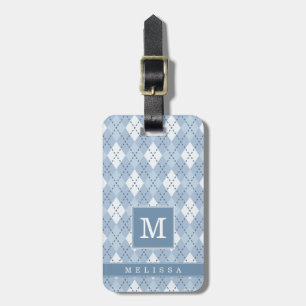 Personalised Blue Plaid Luggage Tag