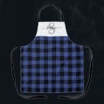 Personalised Blue Plaid Name Monogram Initial  Apron<br><div class="desc">Personalised Blue Plaid Name Monogram Initial</div>