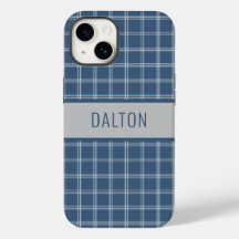 Personalised Blue Plaid Phone Case