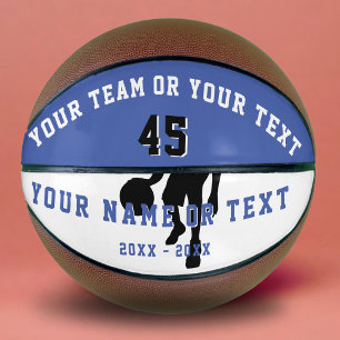 Personalised Blue Player Silhouette Team Kids Basketball